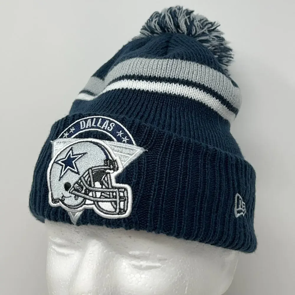 Dallas Cowboys Cuffed Pom Pom Beanie Toque Winter Hat NFL New Era Blue